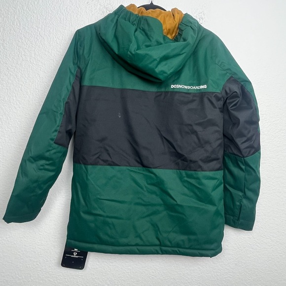 DC Snowboarding Ski Jacket Boys 14 L Black Green Lined Profill Insulation Hooded - Picture 7 of 16